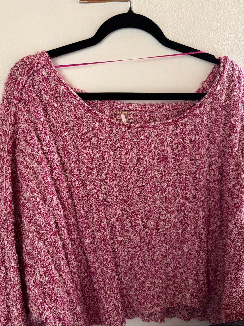 Free People Pink and Cream Marled Knit Top